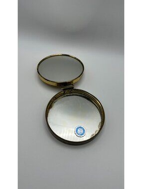 Vintage Japanese Compact Mirror By IRice Co. With Double Mirrors & Gold-Tone Met